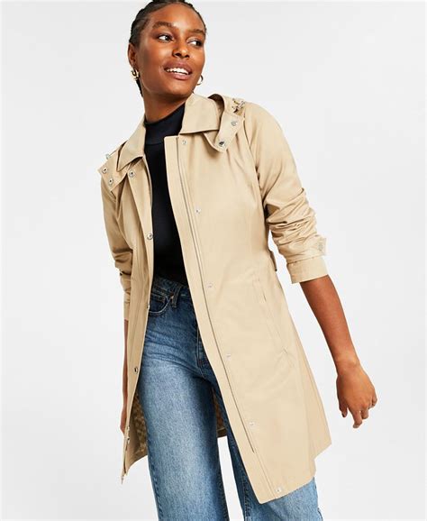 MICHAEL Michael Kors Women's Hooded Belted Trench Coat.